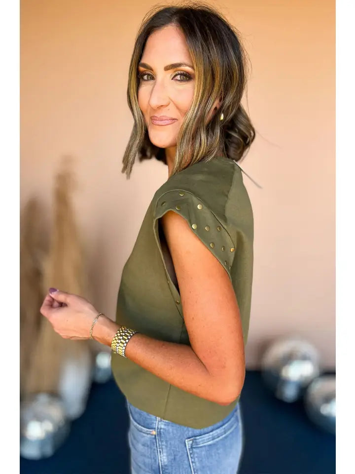 Studded Short Sleeve Top