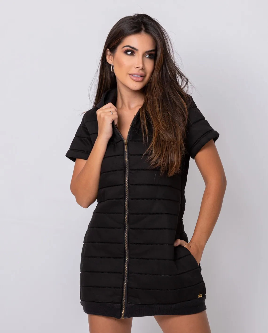 Women's Oversized Short Sleeve Jacket - Black - 14519