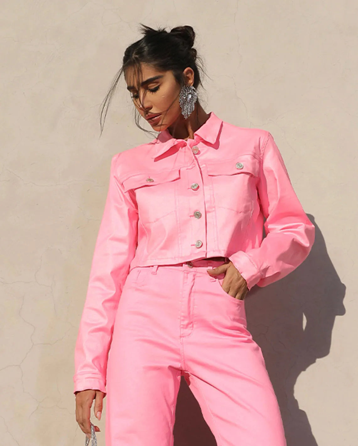 Remy Cropped Jacket, Rose Weave