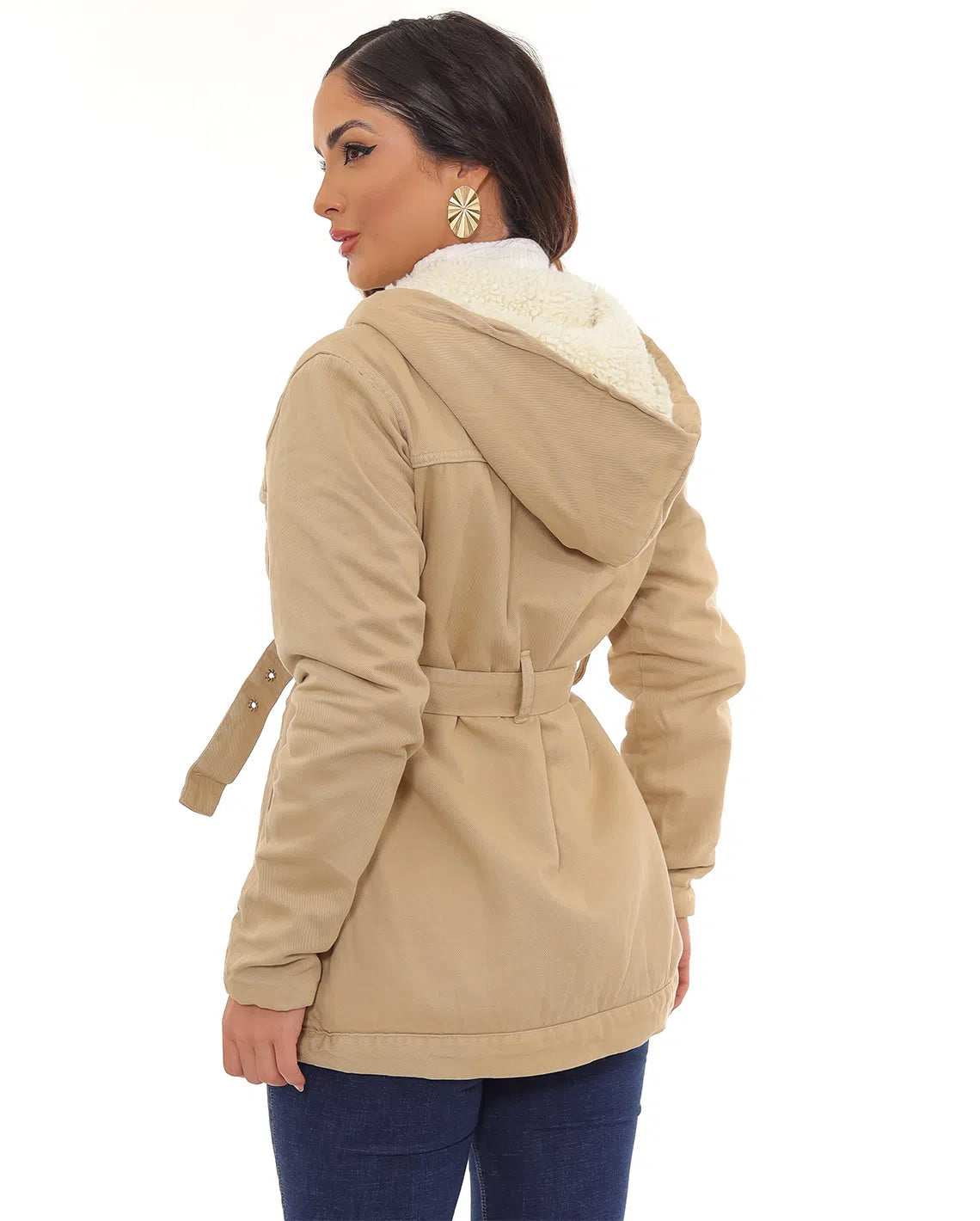 Women's Lined Twill Parka with Hood 22627 Khaki