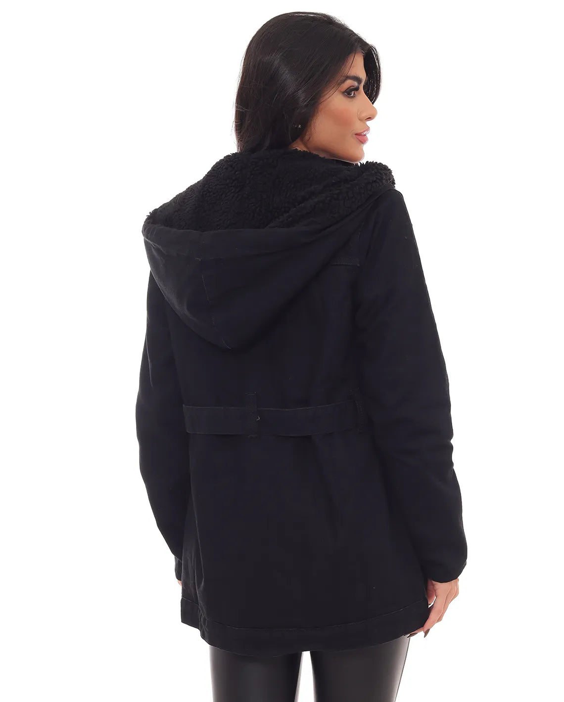 Women's Twill Parka Lined with Hood 22626 Black