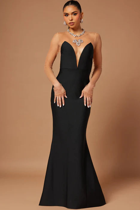 Camryn Bandage Gown - Black Dress