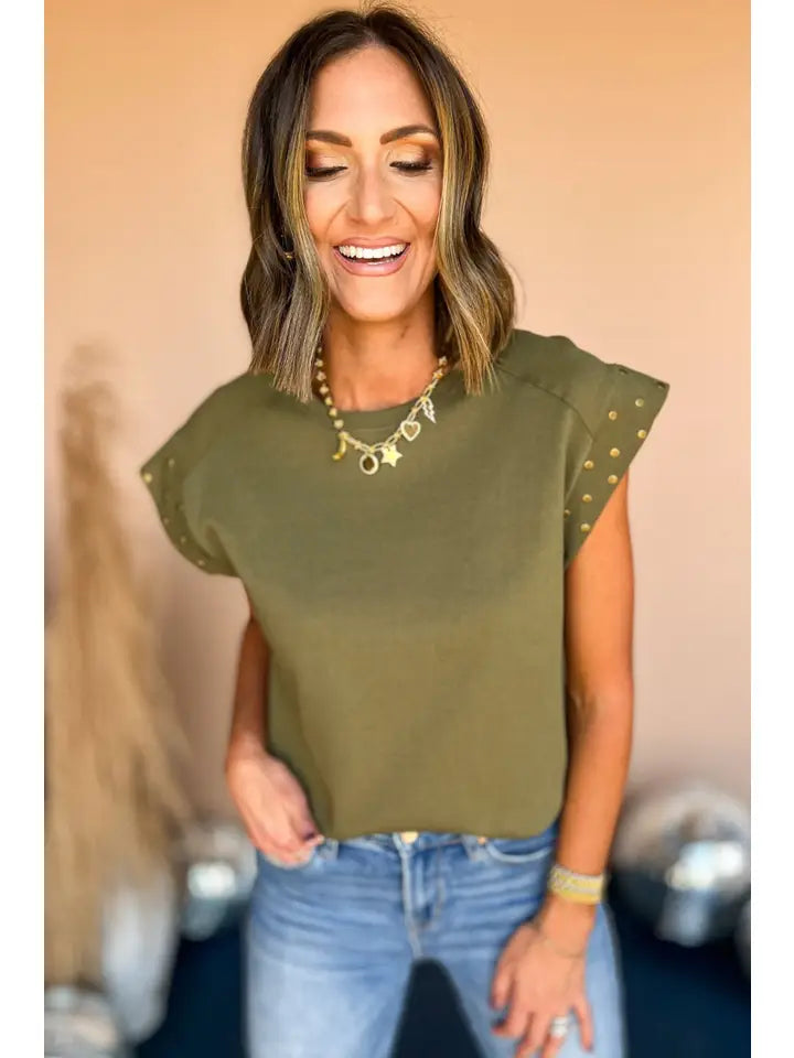 Studded Short Sleeve Top