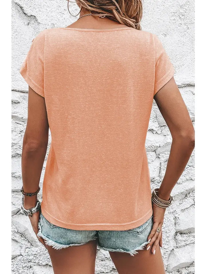 Casual T-Shirt with Button Details