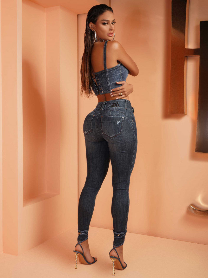 Butt Lifting Wide Waistband Jeans for Women - Pit Bull 70239