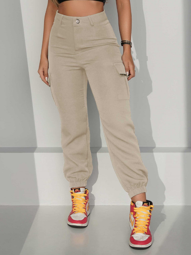 Woman's Super Comfortable Stylish Tailored Cargo Pants - Khaki - 81271