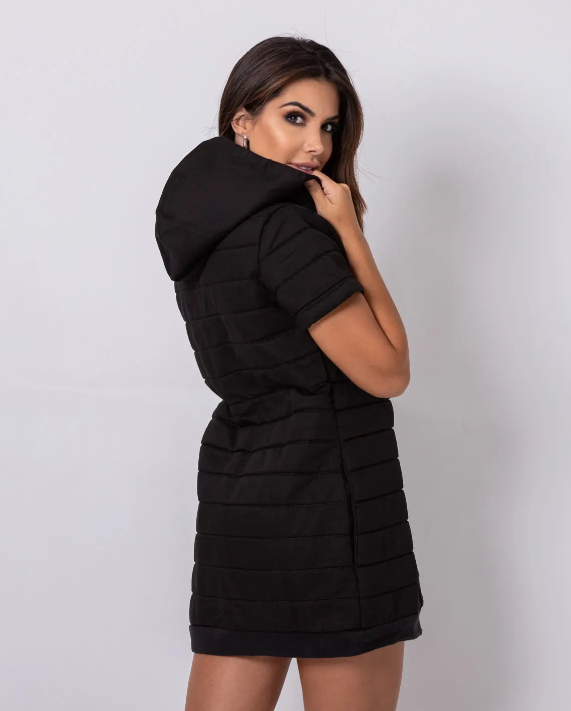 Women's Oversized Short Sleeve Jacket - Black - 14519