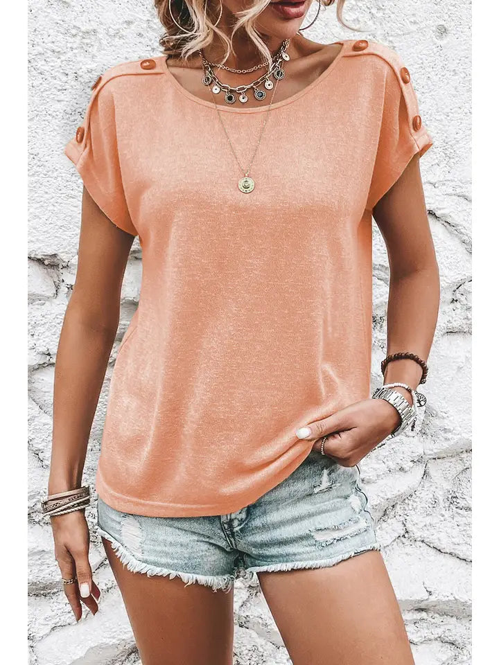 Casual T-Shirt with Button Details